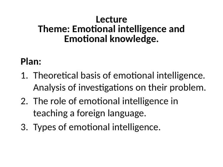 Emotional intelligence and Emotional knowledge