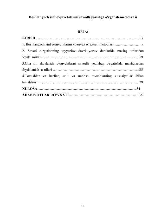 Boshlang'ich sinf o'quvchilarini savodli yozishga o'rgatish metodikasi
