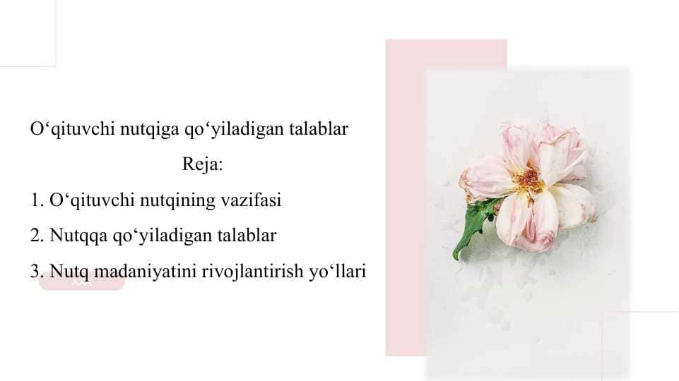 Oʻqituvchi nutqiga qoʻyiladigan talablar