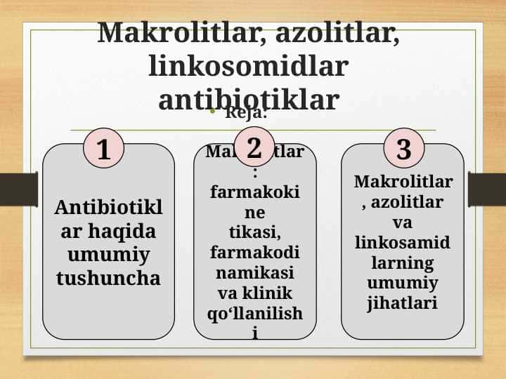 Makrolitlar, azolitlar, linkosomidlar antibiotiklar