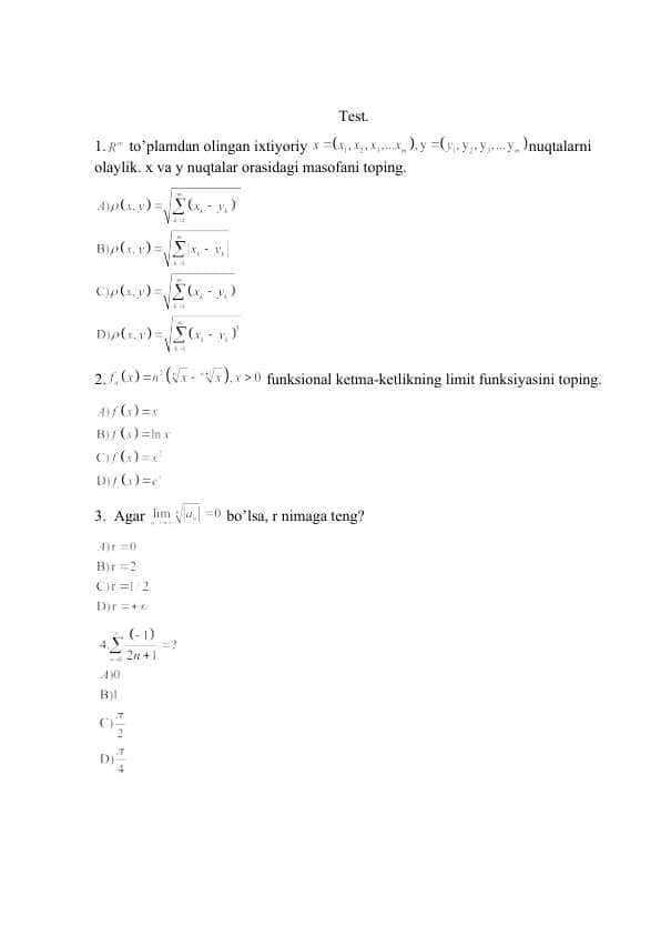 matematika analizdan testlar 61 ta