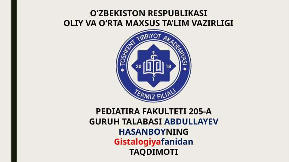 Nafas olish tizimi aʼzolarining qiyosiy gistologik tavsifi