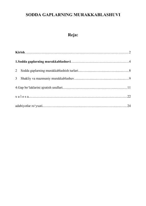 SODDA GAPLARNING MURAKKABLASHUVI
