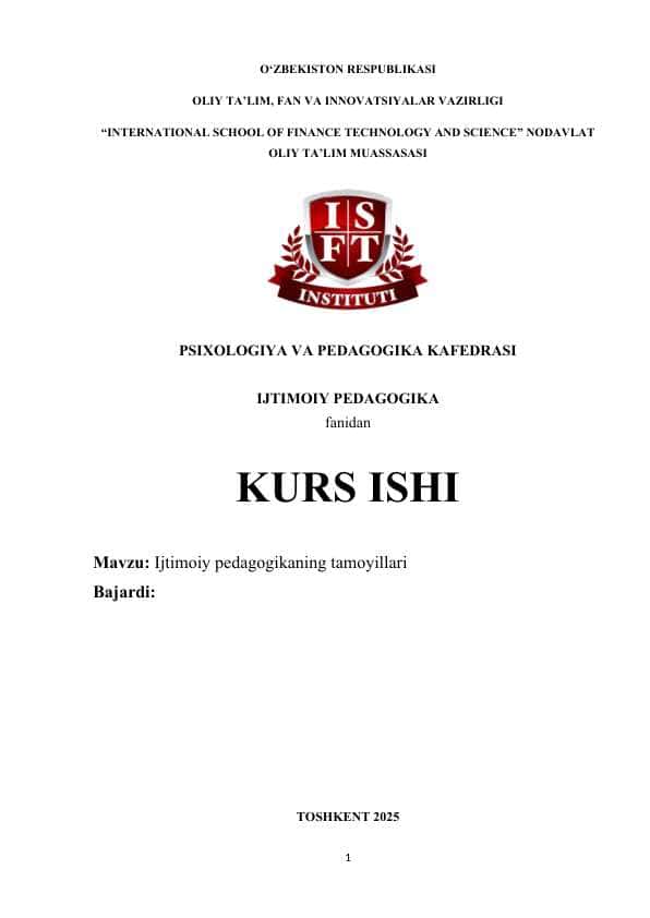 Ijtimoiy pedagogikaning tamoyillari