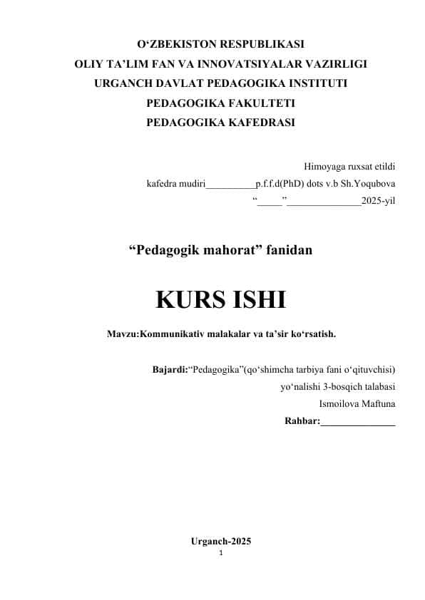 Kommunikativ malakalar va ta’sir ko‘rsatish.