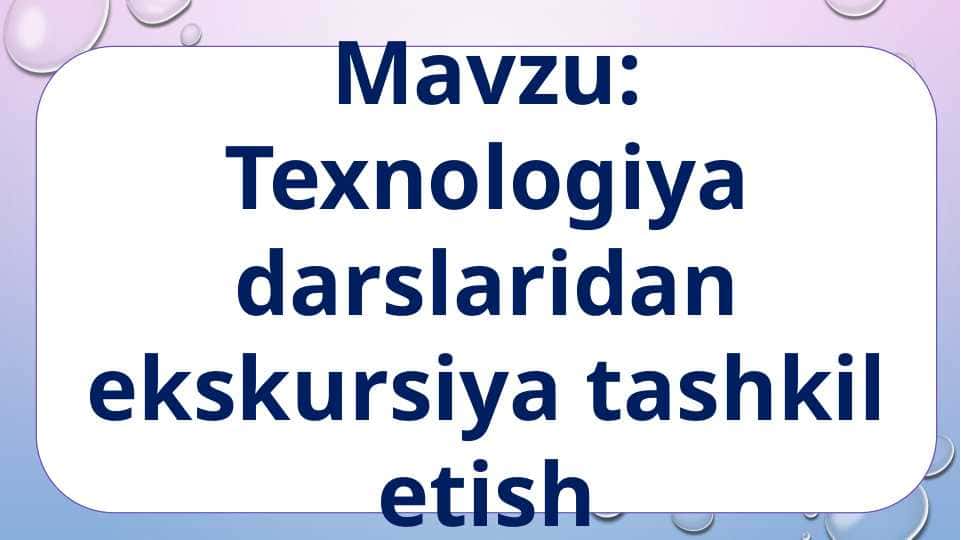 Texnologiya darslaridan ekskursiya tashkil etish