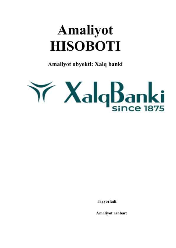 Xalq banki amaliyot hisoboti