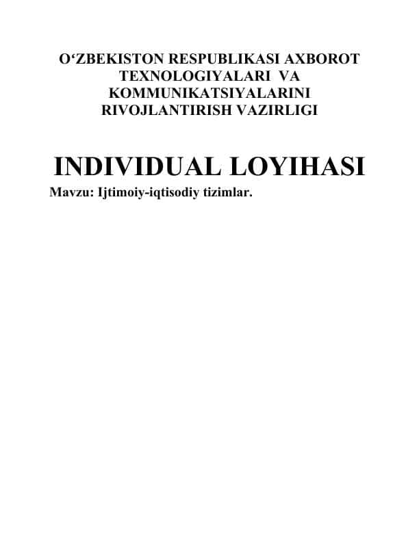Ijtimoiy-iqtisodiy tizimlar.