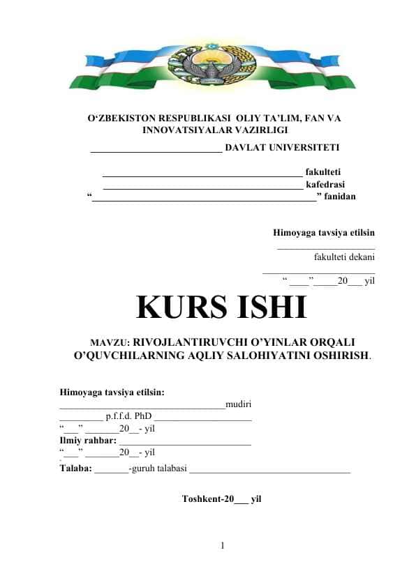 Rivojlantiruvchi o’yinlar orqali o’quvchilarning aqliy salohiyatini oshirish