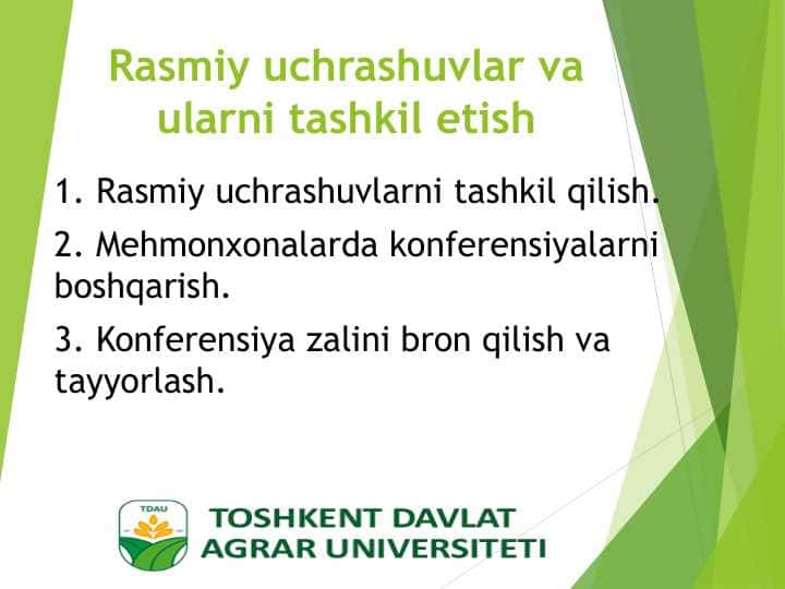 Rasmiy uchrashuvlar va ularni tashkil etish