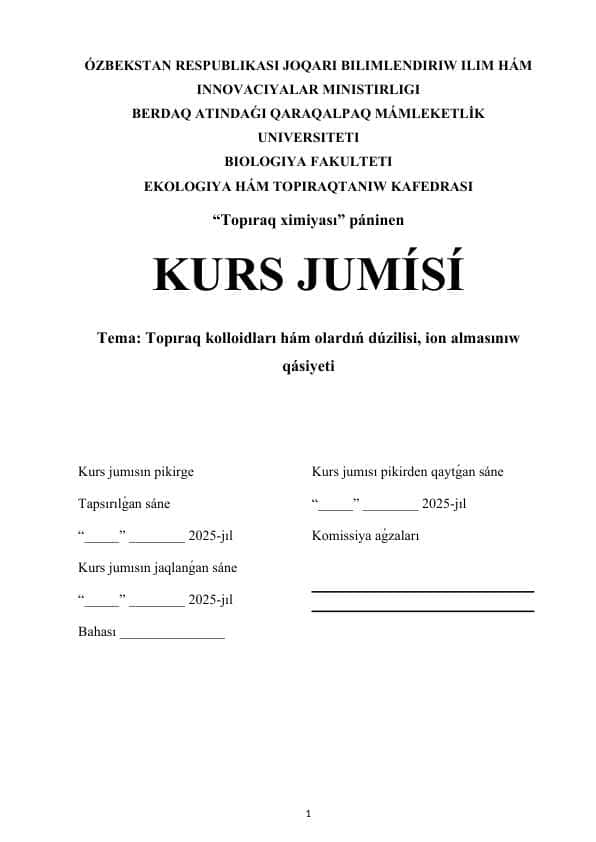 Topıraq kolloidları hám olardıń dúzilisi, ion almasınıw qásiyeti