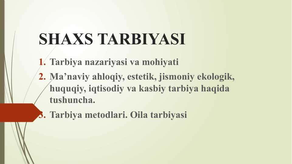 SHAXS TARBIYASI
