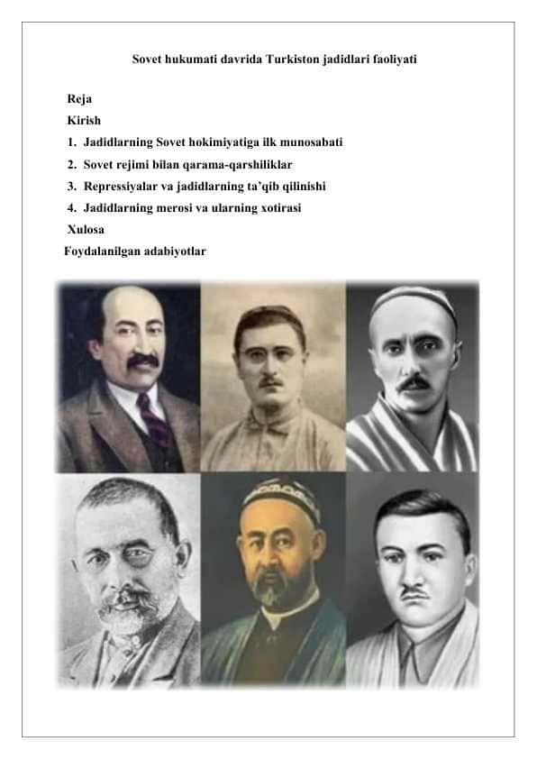 Sovet hukumati davrida Turkiston jadidlari faoliyati 25