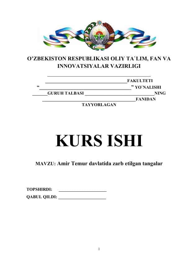 Amir TemAmir Temur davlatida zarb etilgan tangalarur davlatida zarb etilgan tangalar