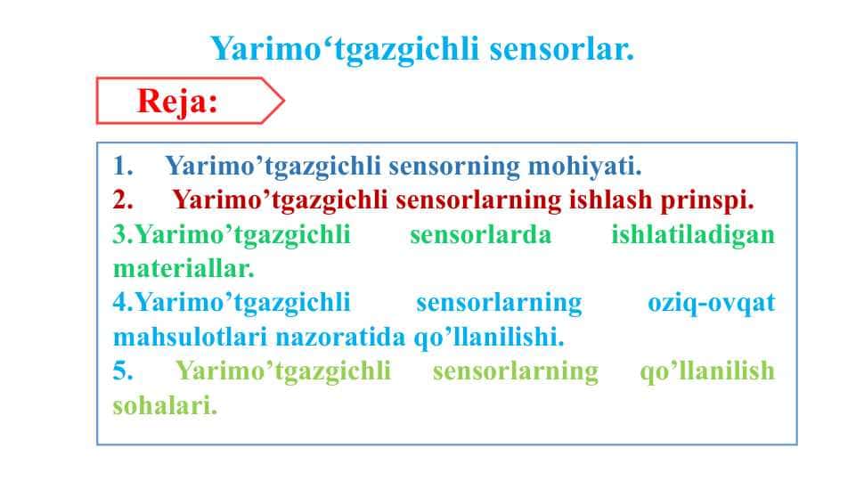 Yarimoʻtgazgichli sensorlar.