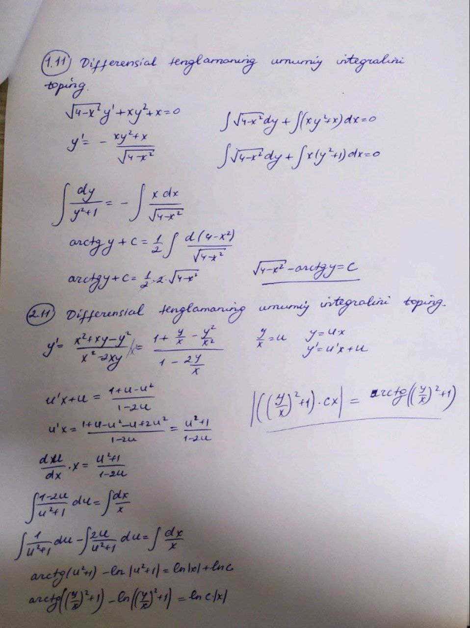 diferensial tenglamalar