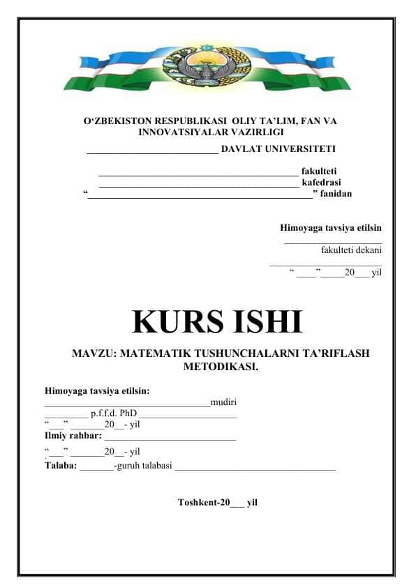 Matematik tushunchalarni ta’riflash metodikasi