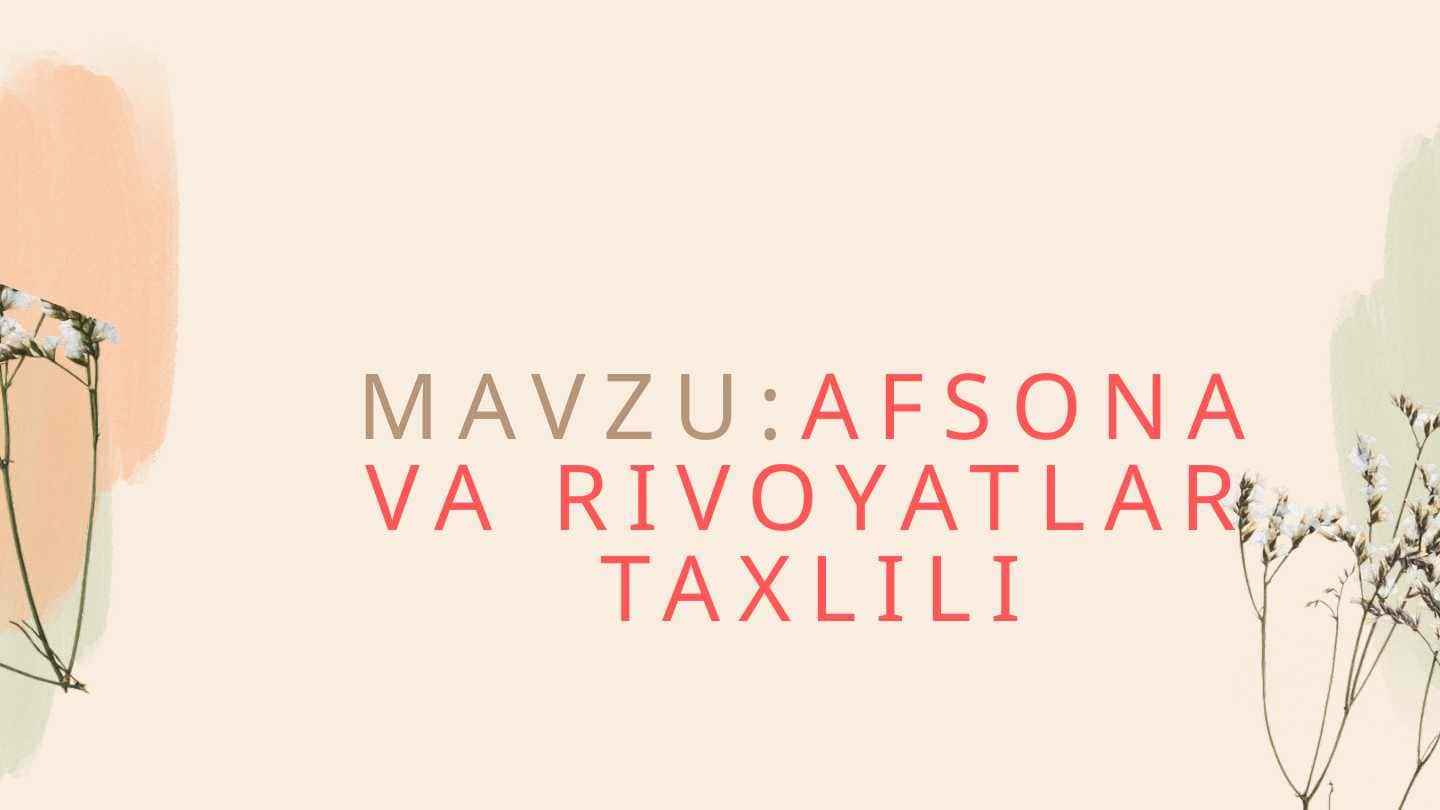 Afsona va rivoyatlar taxlili