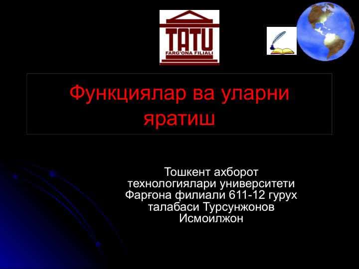 funktsiyalar va ularni yaratish