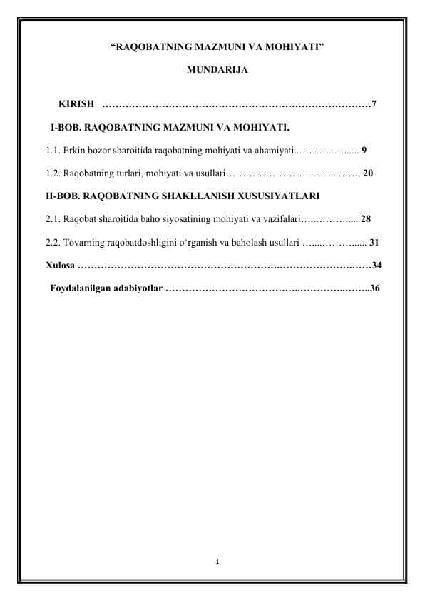 RAQOBATNING MAZMUNI VA MOHIYATI