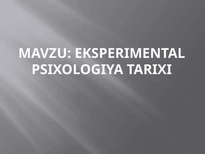 Eksperimental psixologiya tarixi