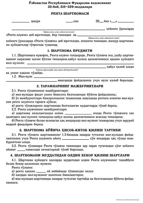 renta shartnomasi