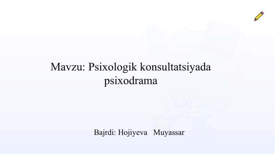 Psixologik konsultatsiyada psixodrama slayd