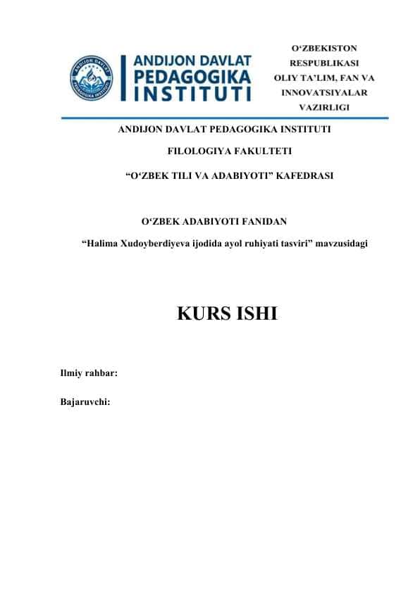 Halima Xudoyberdiyeva ijodida ayol ruhiyati tasviri