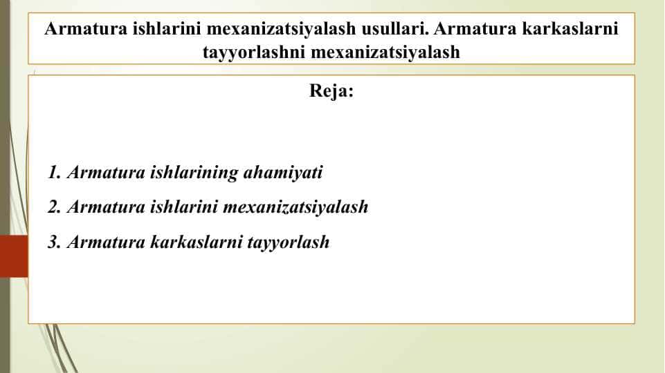 Armatura ishlarining ahamiyati