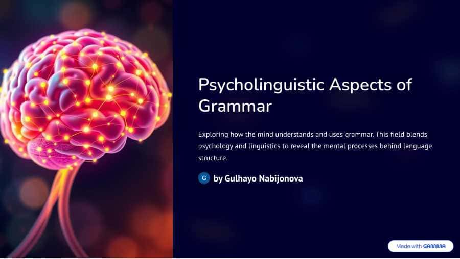 Psycholinguistic Aspects of Grammar