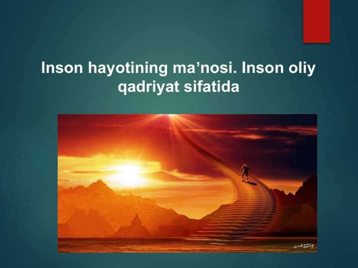 Inson hayotining maʼnosi. Inson oliy qadriyat sifatida (TAQDIMOT)