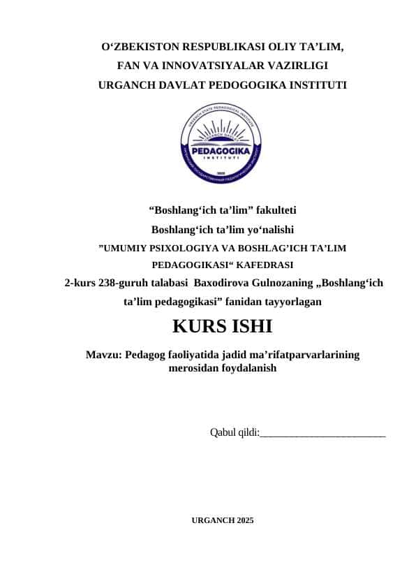 Pedagog faoliyatida jadid maʼrifatparvarlarining merosidan foydalanish