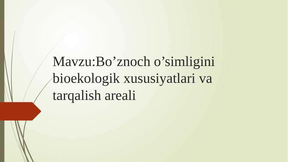 Bo’znoch o’simligini bioekologik xususiyatlari va tarqalish areali