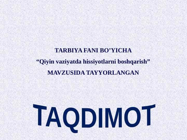 Qiyin vaziyatda hissiyotlarni boshqarish