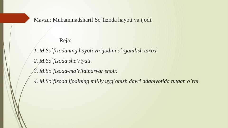 Muhammadsharif So`fizoda hayoti va ijodi