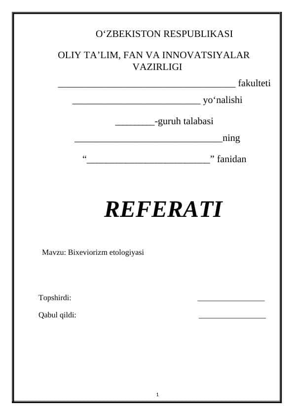 Bixeviorizm etologiyasi