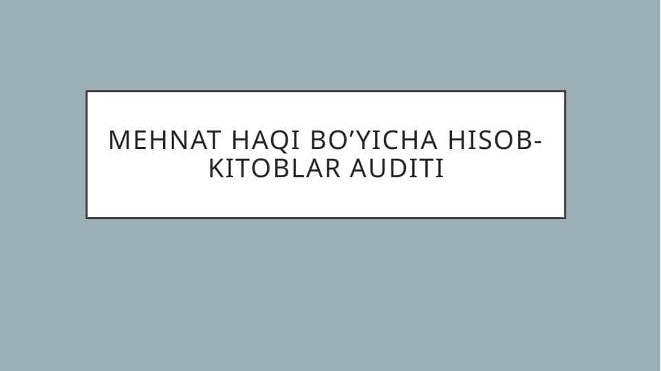 Mehnat haqi bo’yicha hisob-kitoblar auditi
