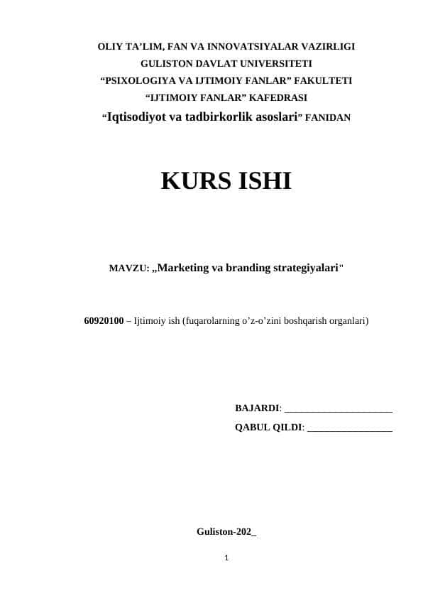 Marketing va branding strategiyalari