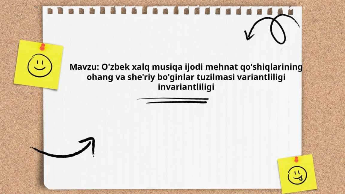 O'zbek xalq musiqa ijodi mehnat qo'shiqlarining ohang va she'riy bo'ginlar tuzilmasi variantliligi invariantliligi