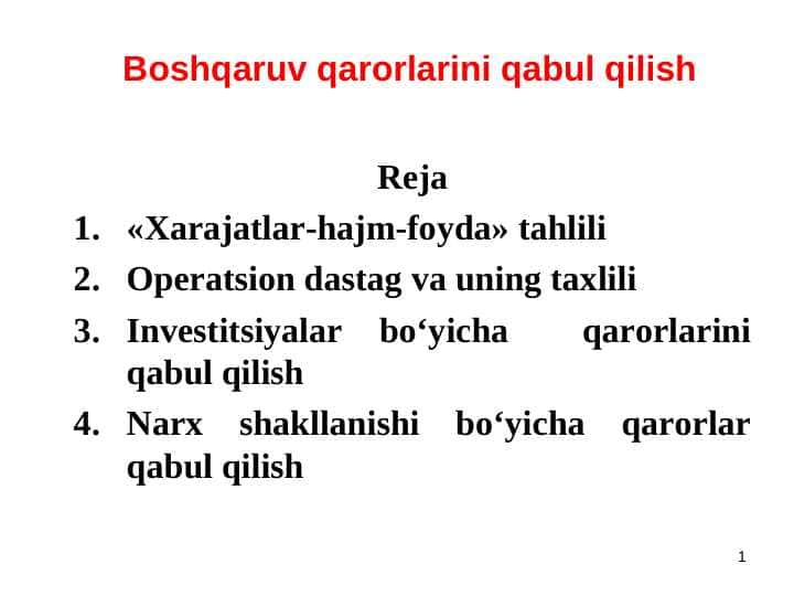 Boshqaruv qarorlarini qabul qilish