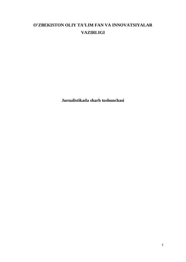 Jurnalistikada sharh tushunchasi