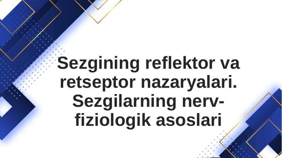 Sezgining reflektor va retseptor nazaryalari. Sezgilarning nerv-fiziologik asoslari