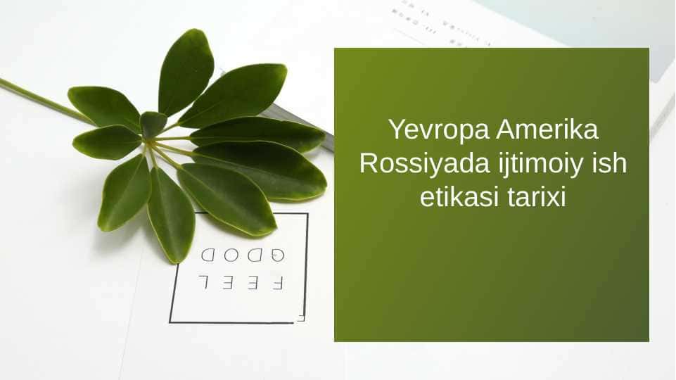Yevropa Amerika Rossiyada ijtimoiy ish etikasi tarixi