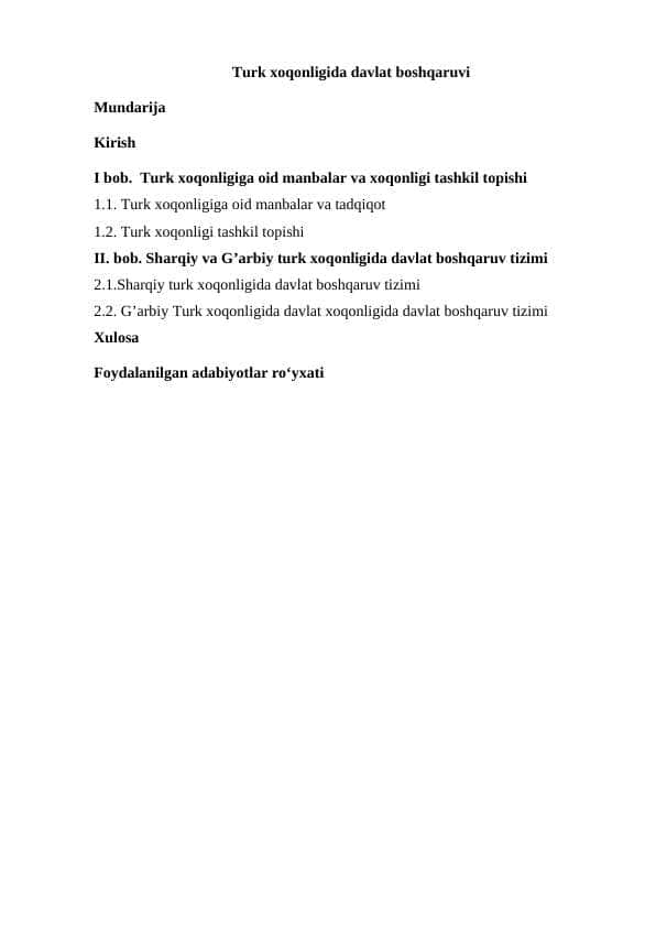 Turk xoqonligida davlat boshqaruvi