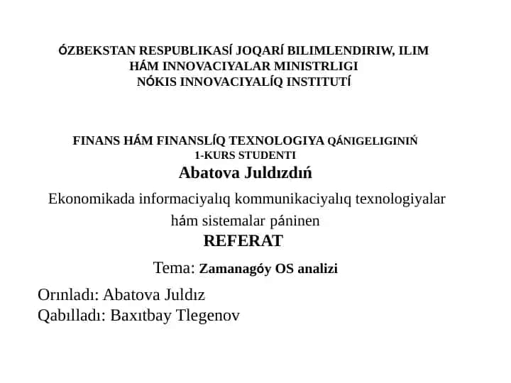 Zamanagóy OS analizi REFERAT