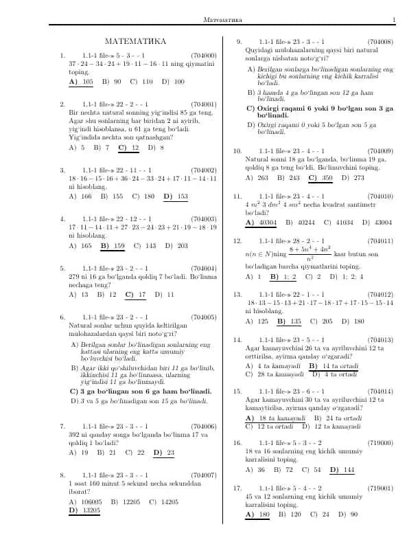 Matematika baza DTM