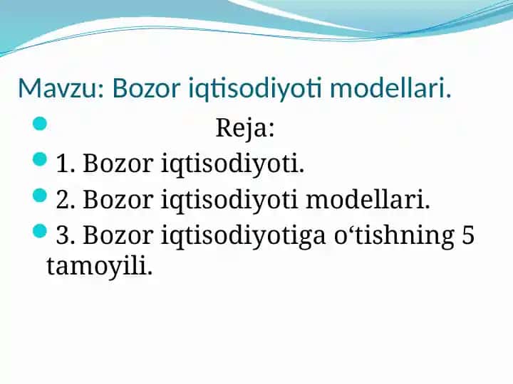 Bozor iqtisodiyoti modellari