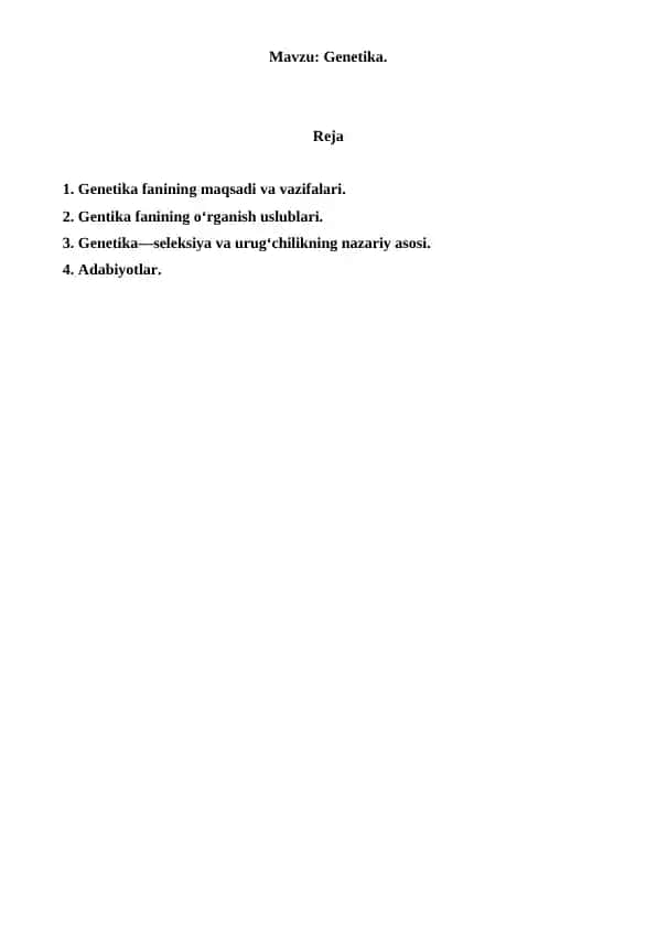 Genetika. Referat 7 bet.