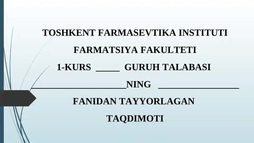 Shayana Farm farmatsevtika kompaniyasi. Taqdimot 10 bet.