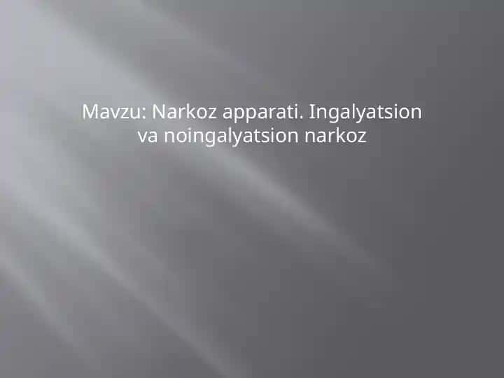 Narkoz apparati